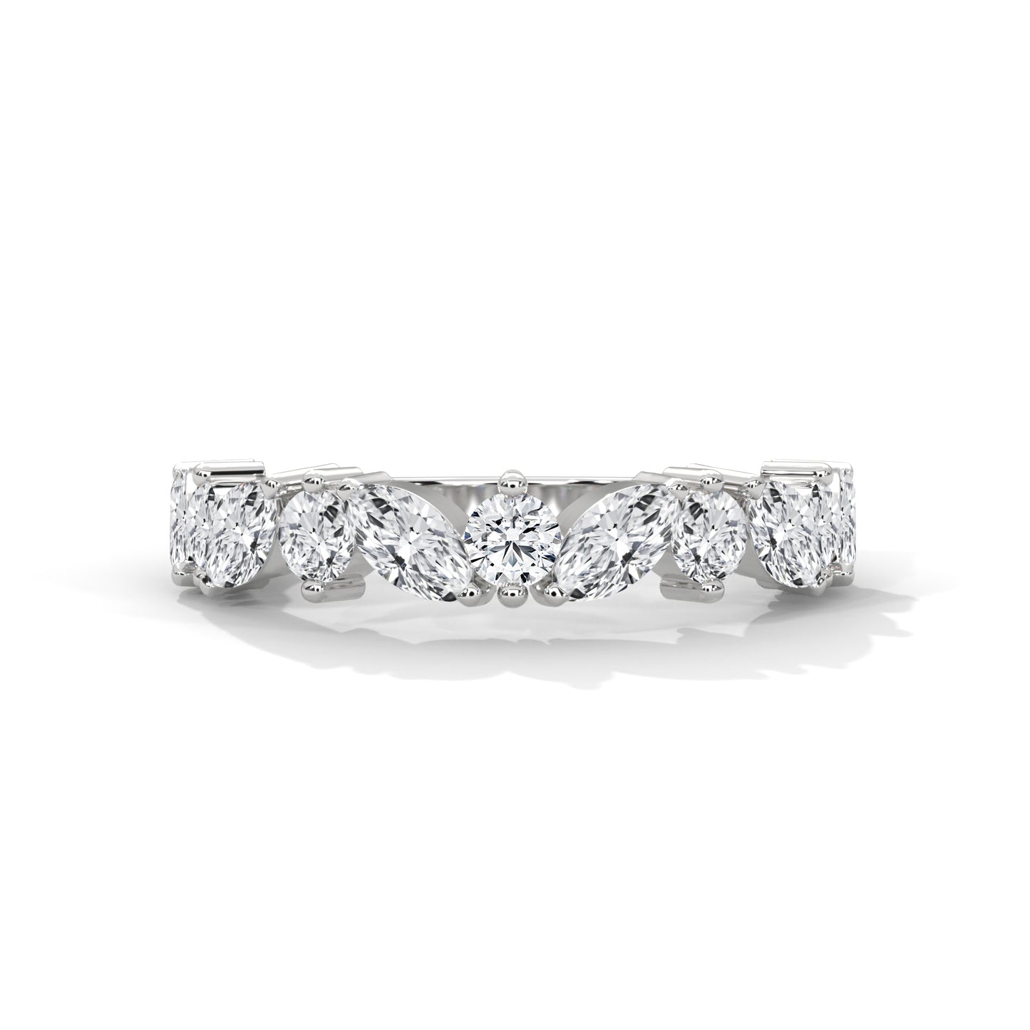 marquise diamond wedding band in sterling silver