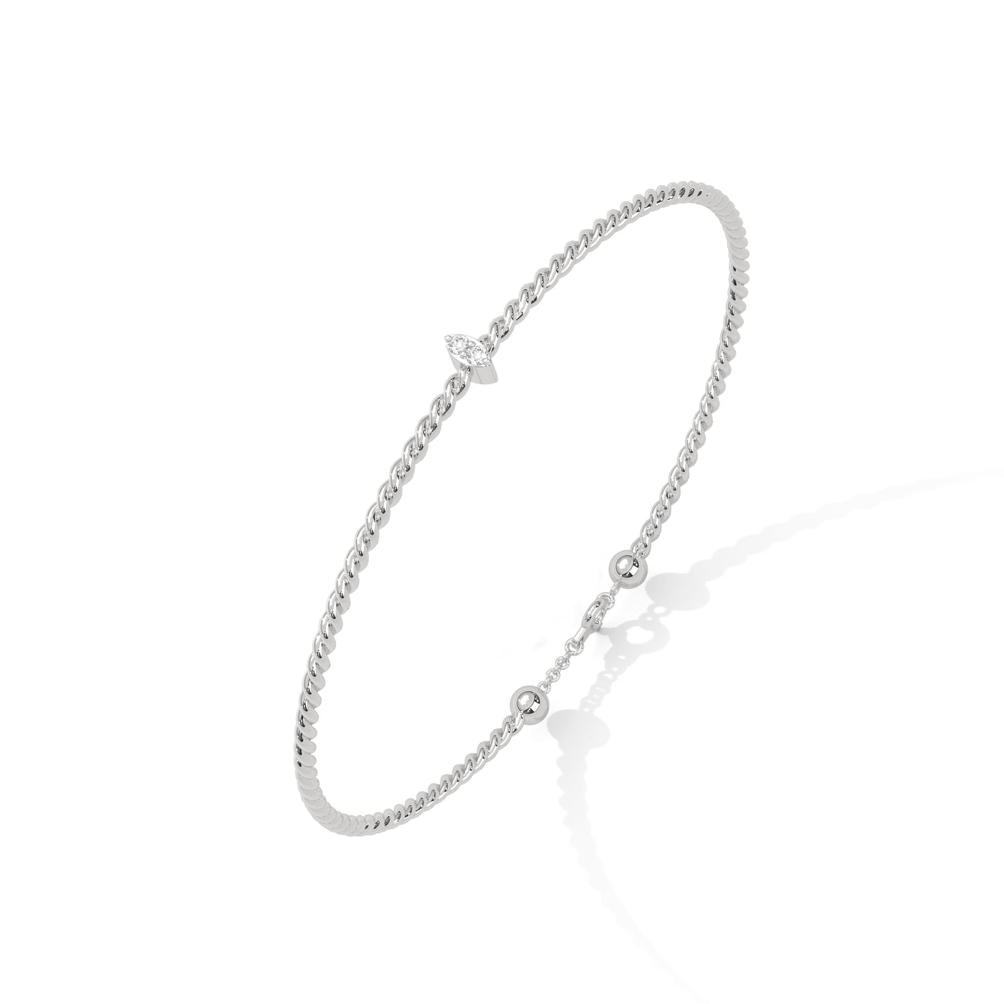 silver minimal bracelet with diamonds