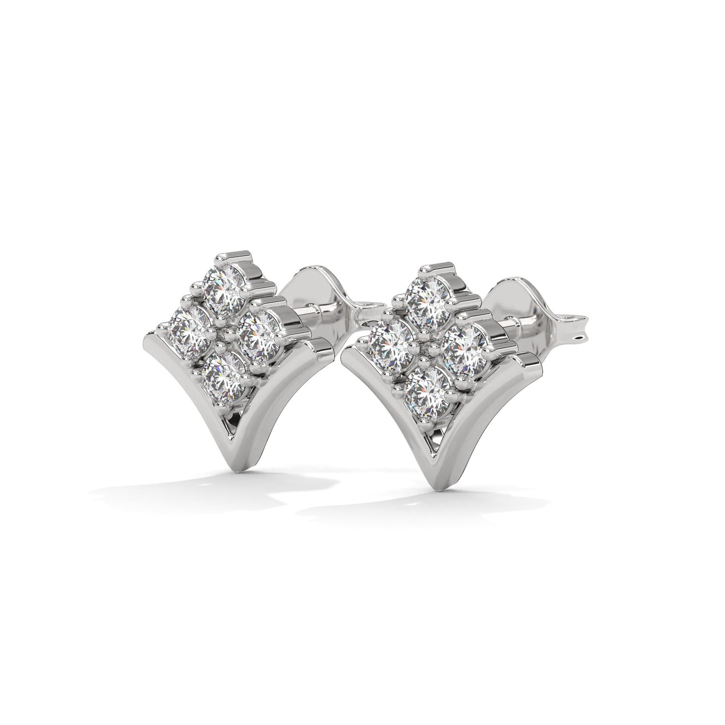 silver earing in v shape