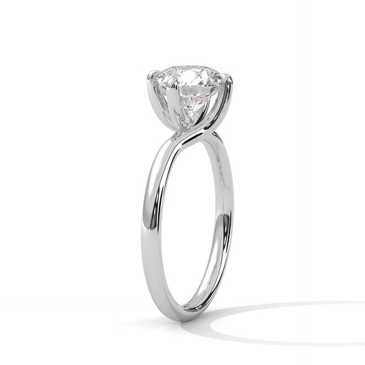 silver round diamond ring