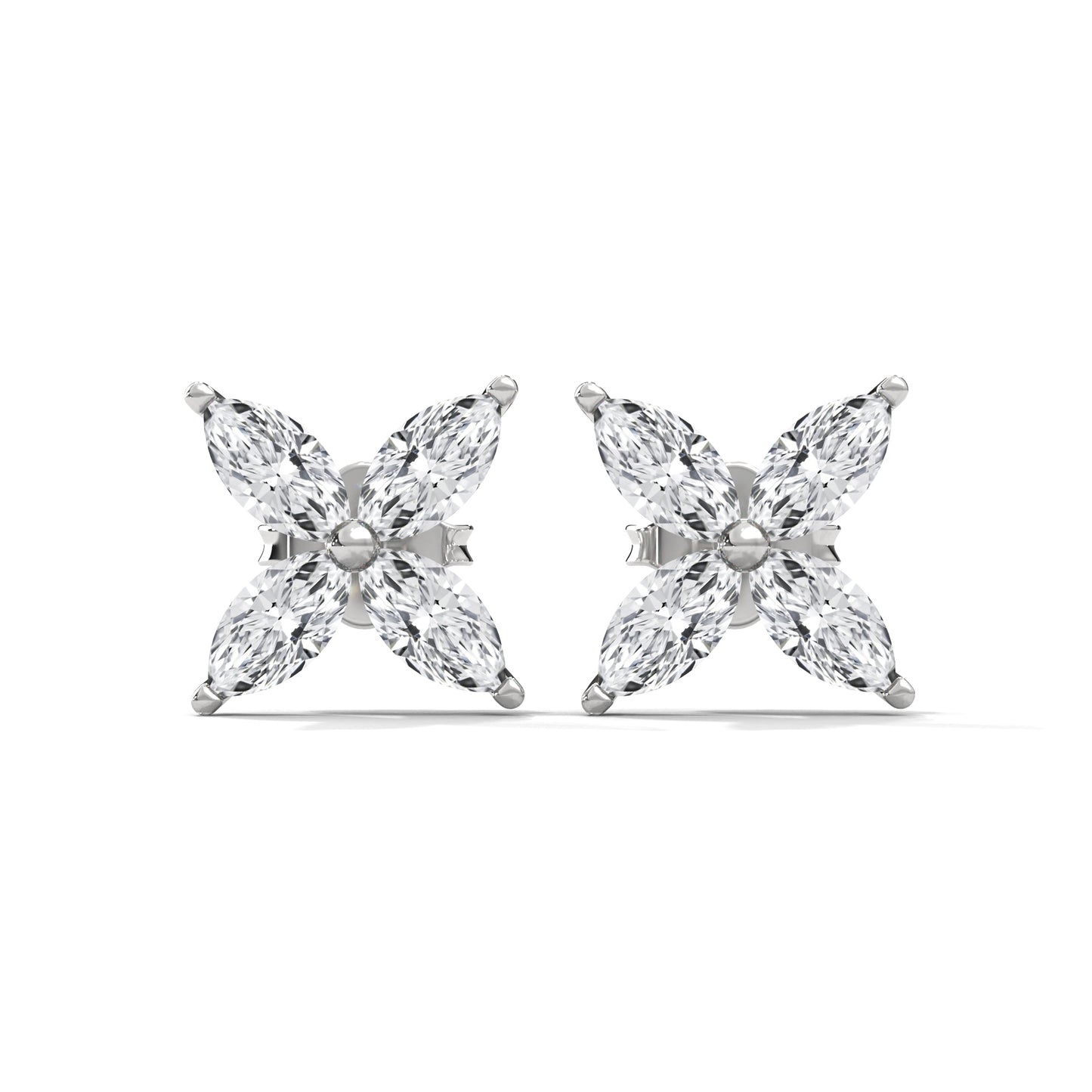 flower diamond earring in silver