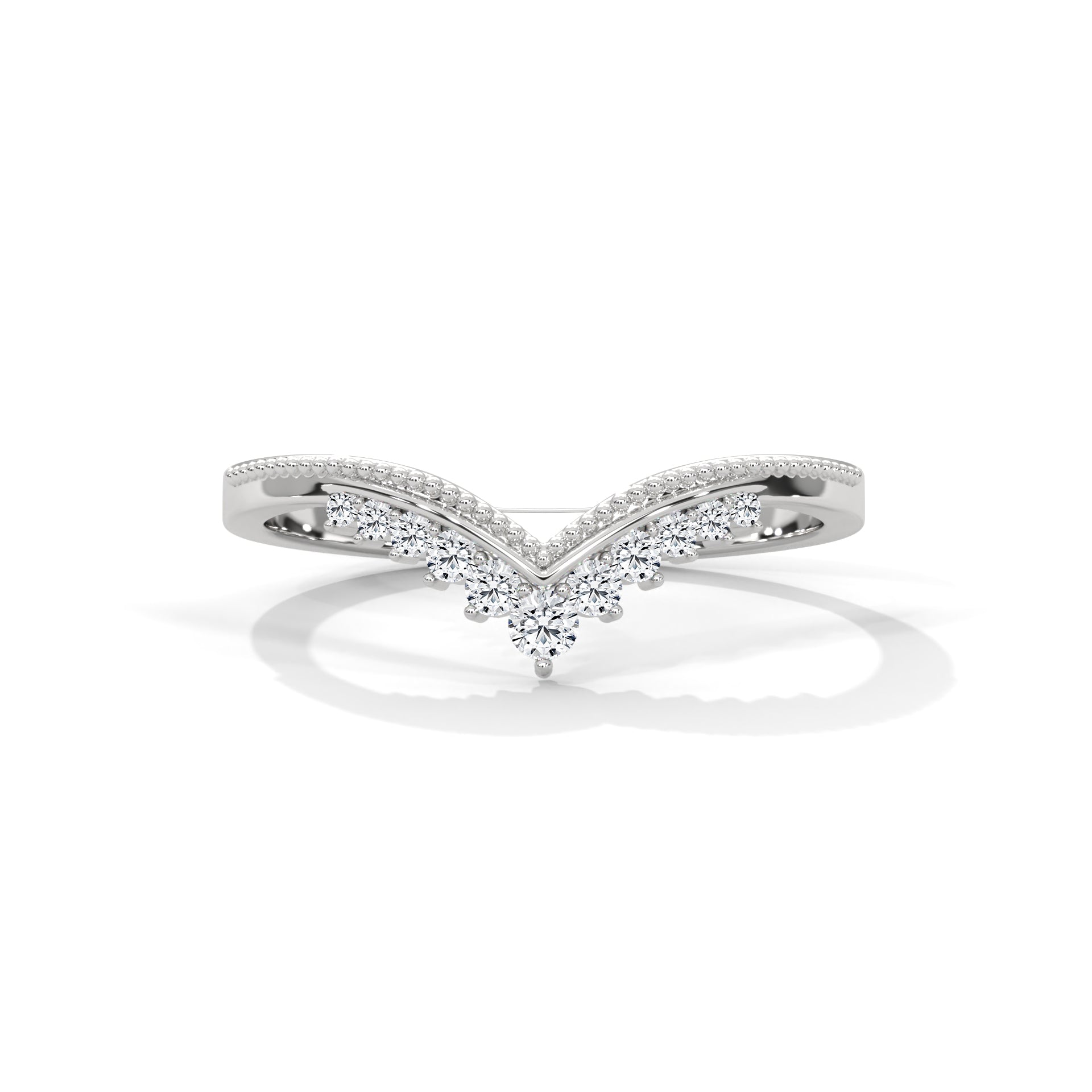 VINTAGE V SHAPE BAND IN SILVER