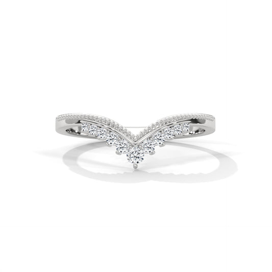 VINTAGE V SHAPE BAND IN SILVER