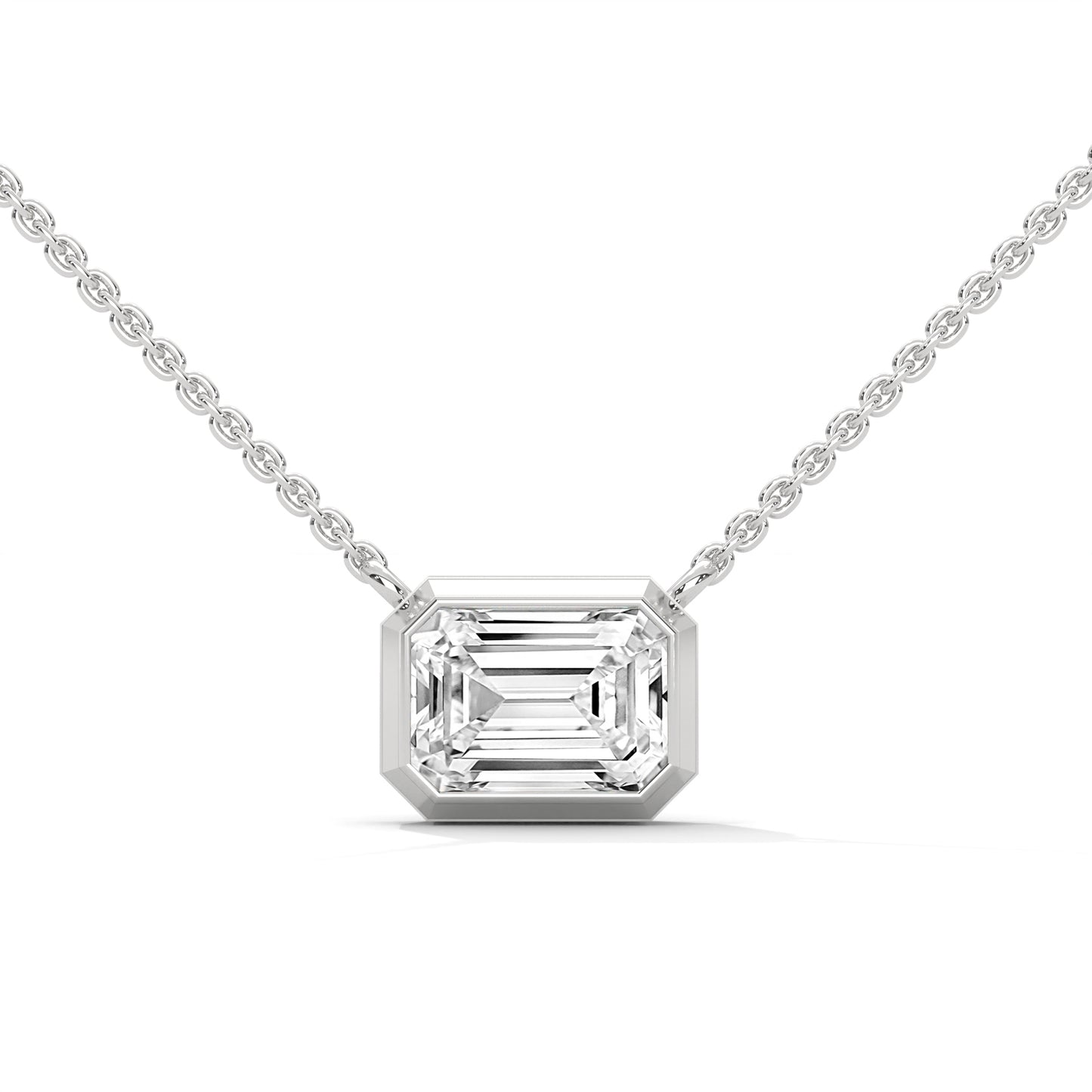 emerald diamond pendent in silver 