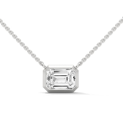 emerald diamond pendent in silver 
