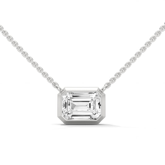emerald diamond pendent in silver 