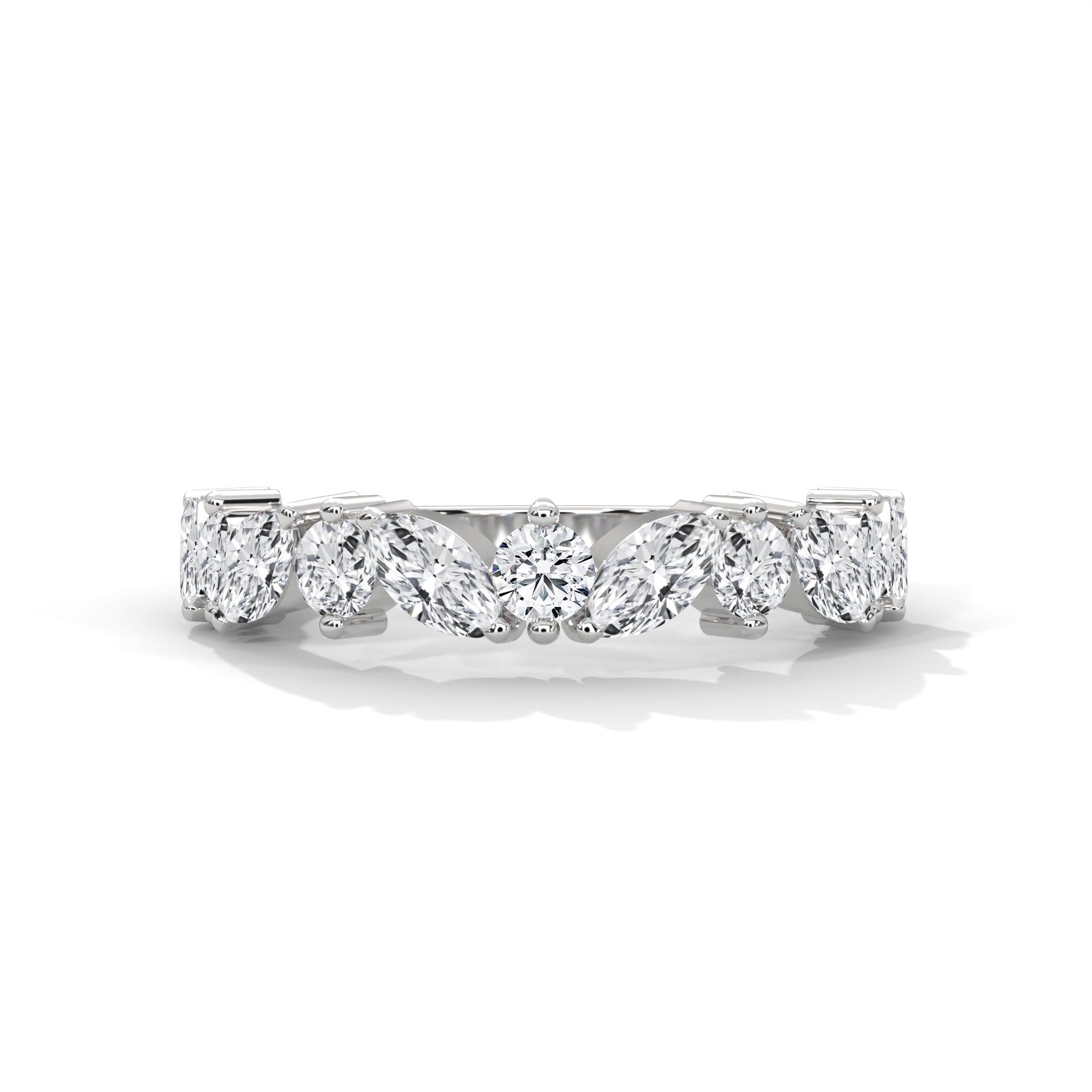marquise diamond wedding band in sterling silver