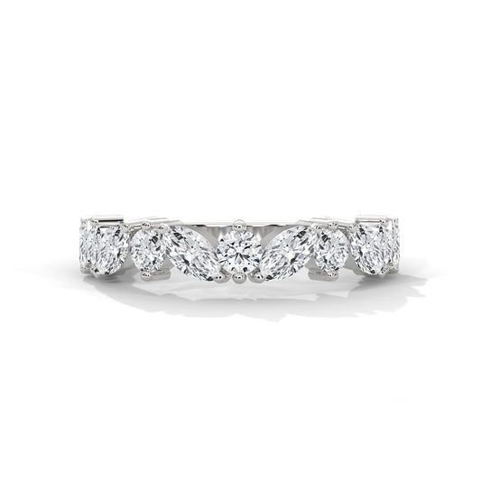 marquise diamond wedding band in sterling silver