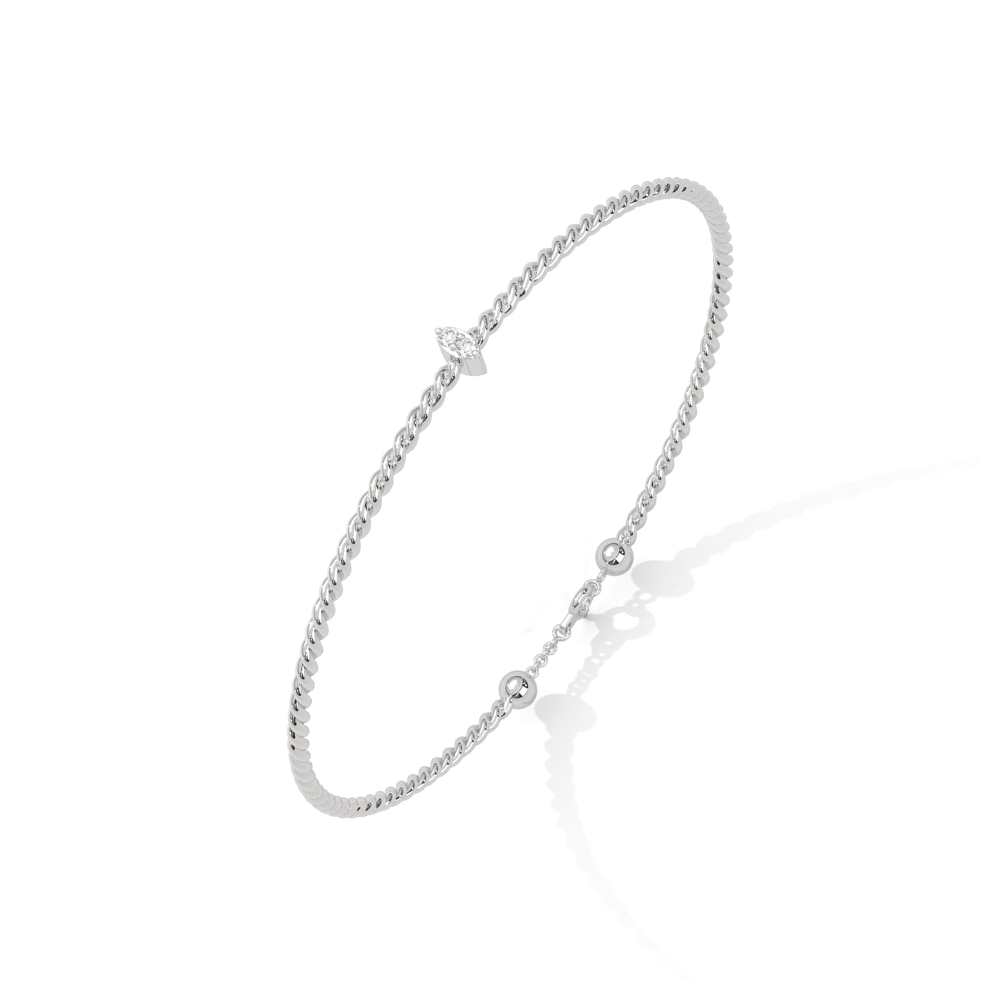 silver minimal bracelet with diamonds