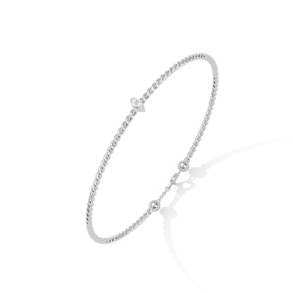 silver minimal bracelet with diamonds