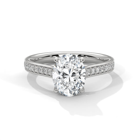 ELEGANT OVAL DIAMOND PAVE BAND RING