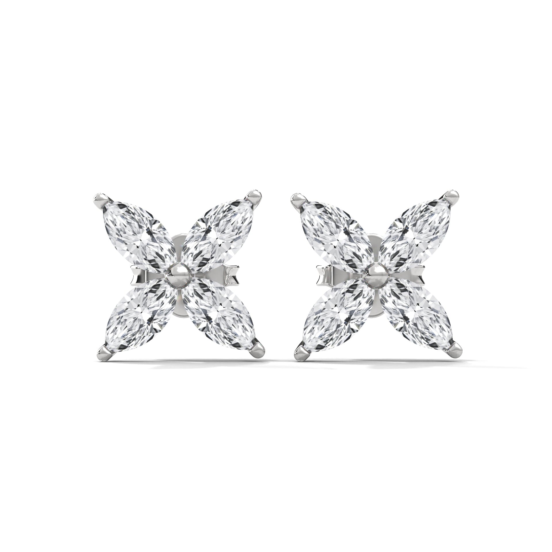 flower diamond earring in silver