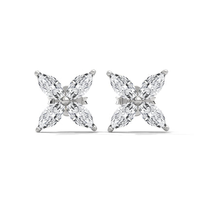 flower diamond earring in silver