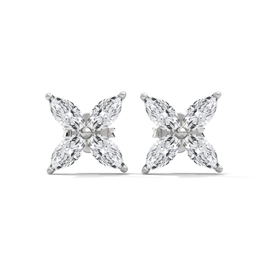 flower diamond earring in silver