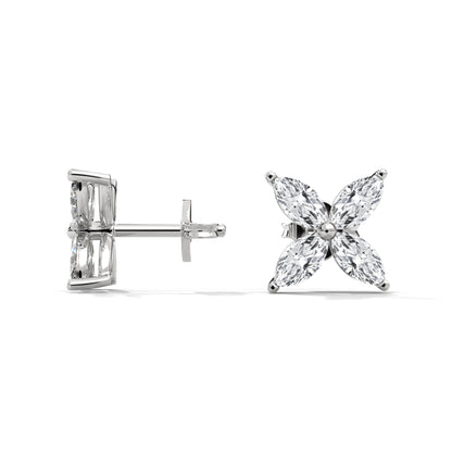 flower diamond studs in silver
