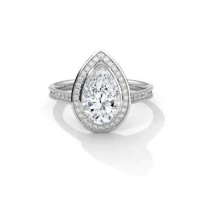 CLASSIC PEAR HALO RING