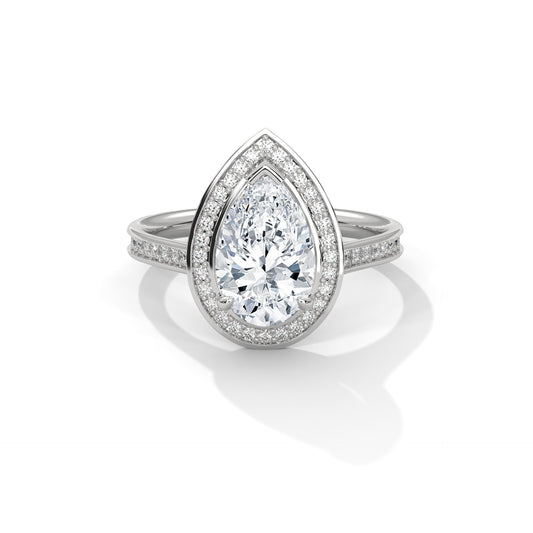 CLASSIC PEAR HALO RING