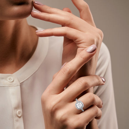 CUSHION HALO PAVE RING