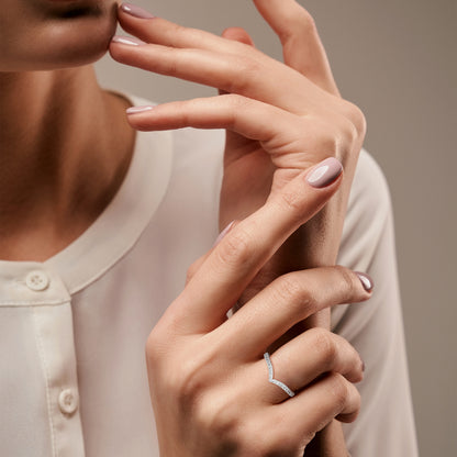 WOMEN WEARING V SHAPED RING