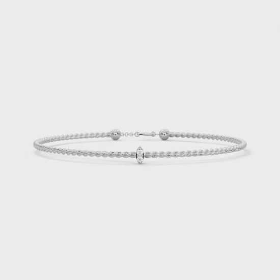 video of silver twist bracelet with diamonds 