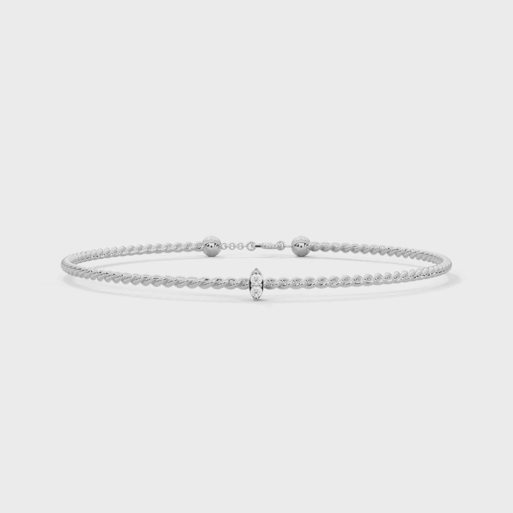 video of silver twist bracelet with diamonds 