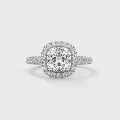 CUSHION HALO PAVE RING