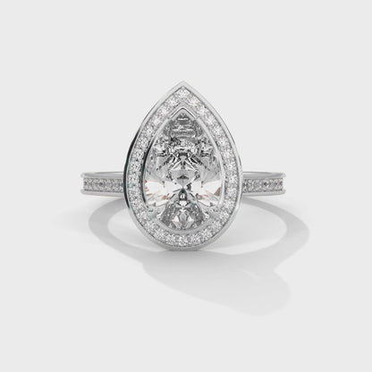 CLASSIC PEAR HALO RING