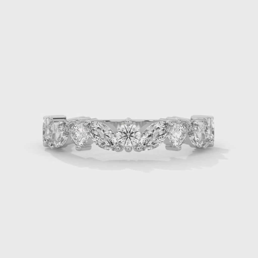 marquise diamond wedding band in silver video