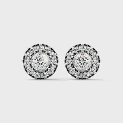 video of sterling silver halo diamond stud earrings
