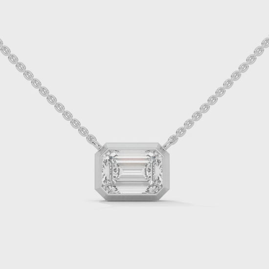 video of emerald diamond pendent in sterling silver