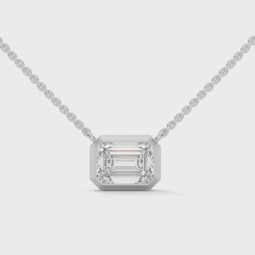 video of emerald diamond pendent in sterling silver