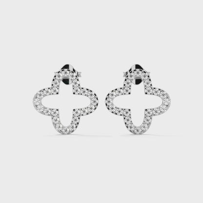 video of clover studs diamond earing in silver
